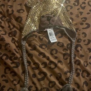 American Rag Juniors Sequin Bear Hat - Taupe